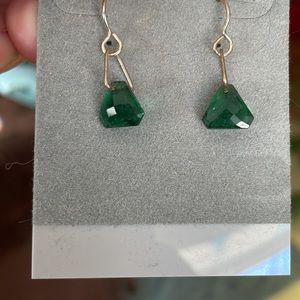Green checkerboard cut crystal earrings